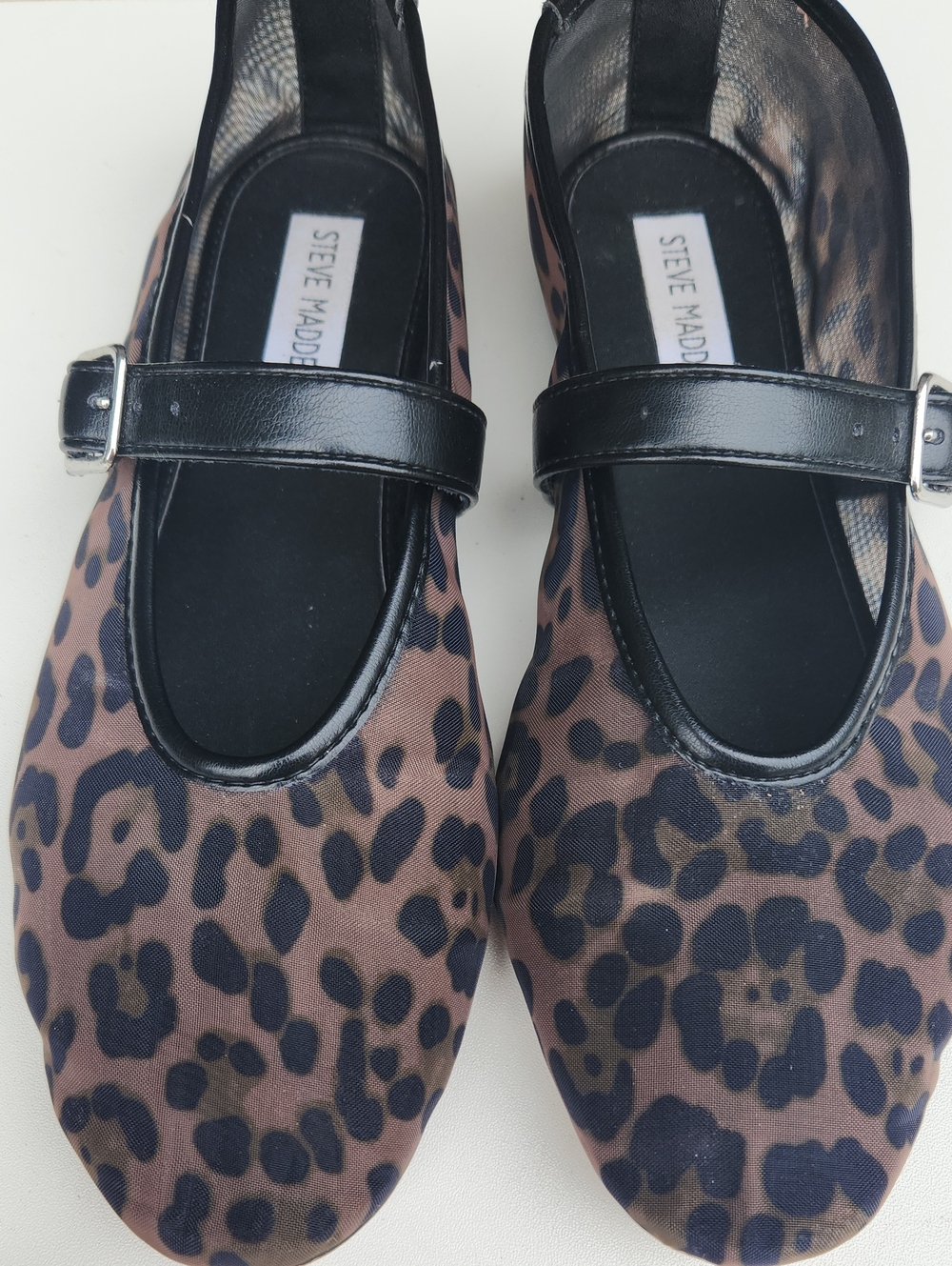 Steve Madden Ladies Leopard Print Mary Jane Flats in Brown and Black